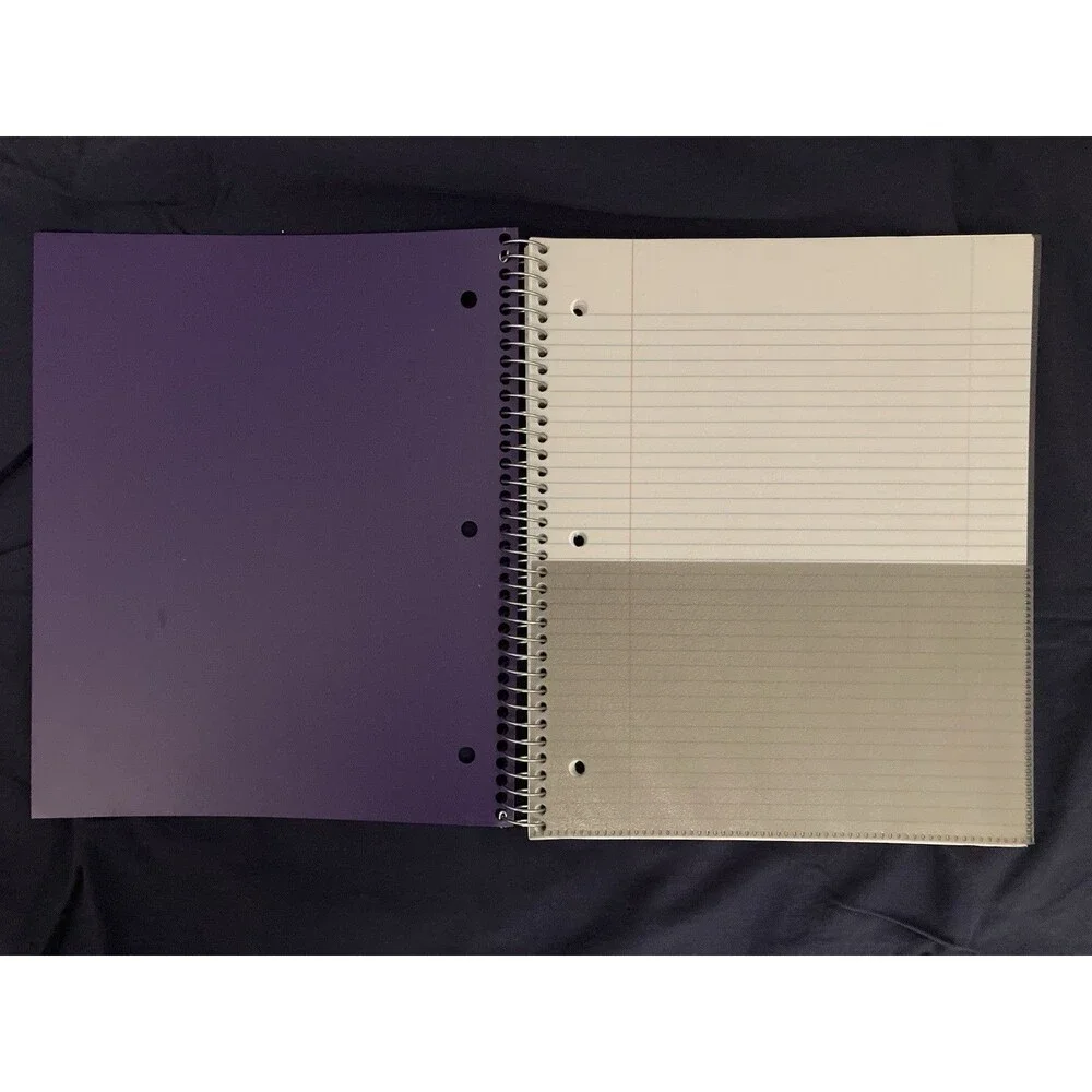 College Ruled Spiral Notebook With Pocket | Purple Front Cover | 106 Sheets